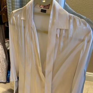 Ivory Silk Tunic with Snap Front & Tie Waist